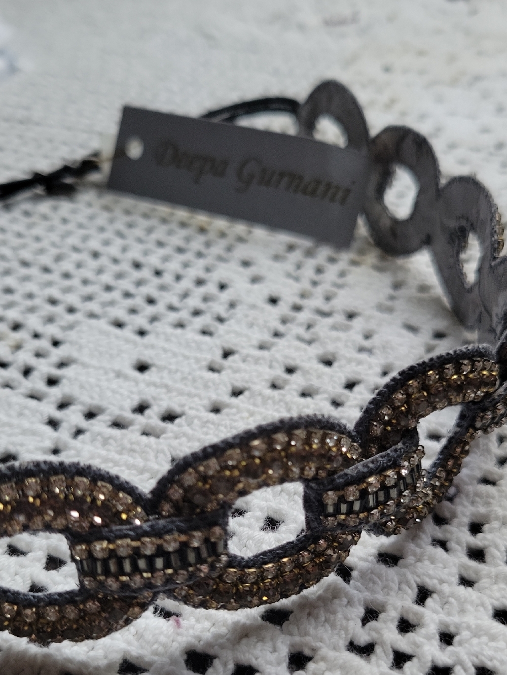 Gunmetal Gray and Gold Beaded Headband